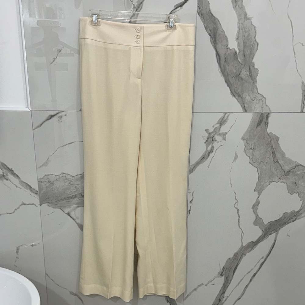 Ann Taylor Cream Wide Leg Pants Size 8